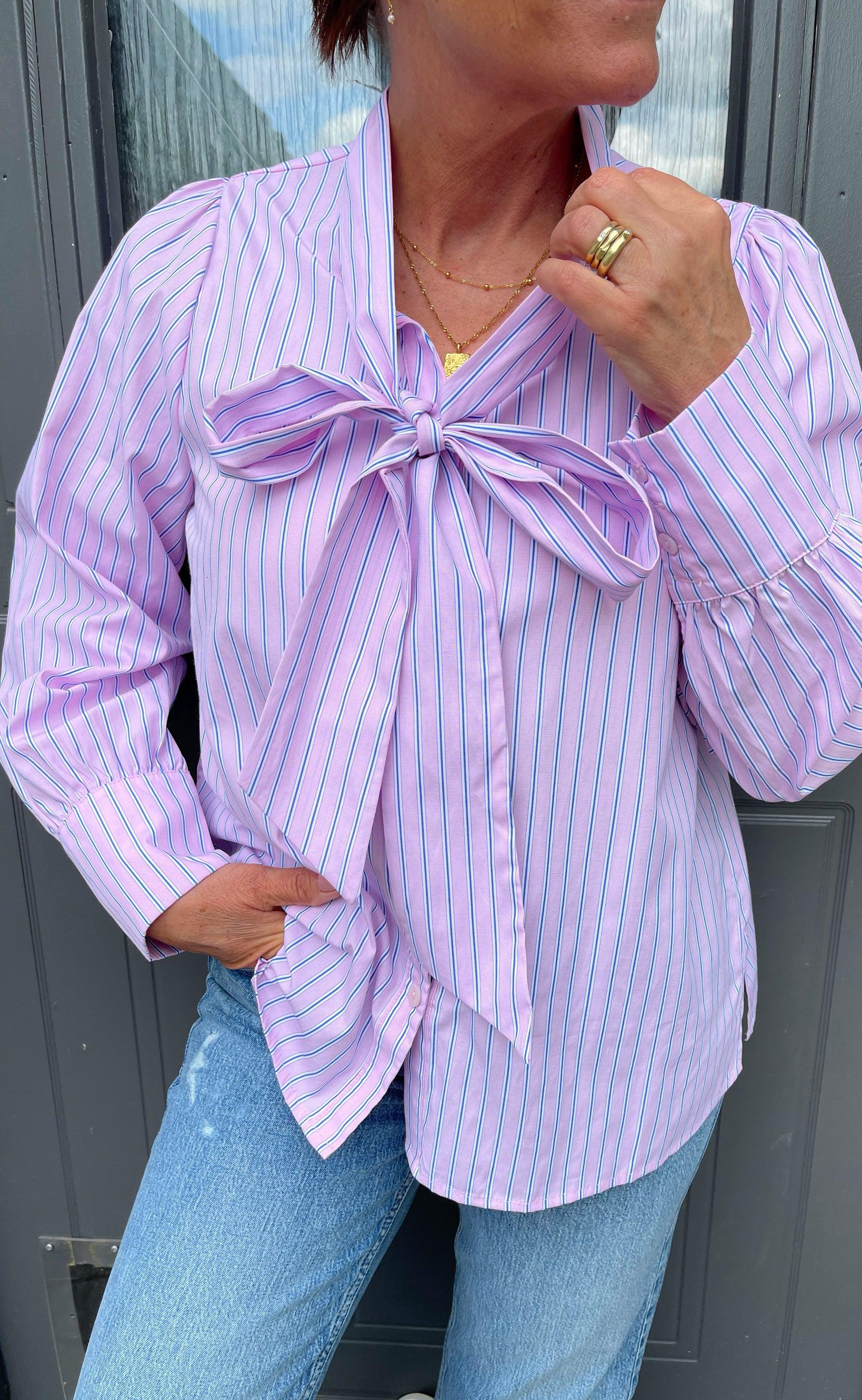 Say Ina Copenhagen Skjorte Bow Pink Striped