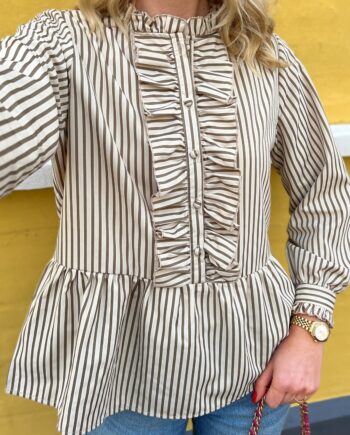 Say Ina Copenhagen Skjorte Evie Beige   Brown Striped