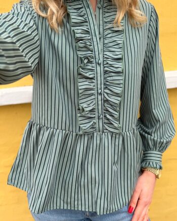 Say Ina Copenhagen Skjorte Evie Dark Green Striped