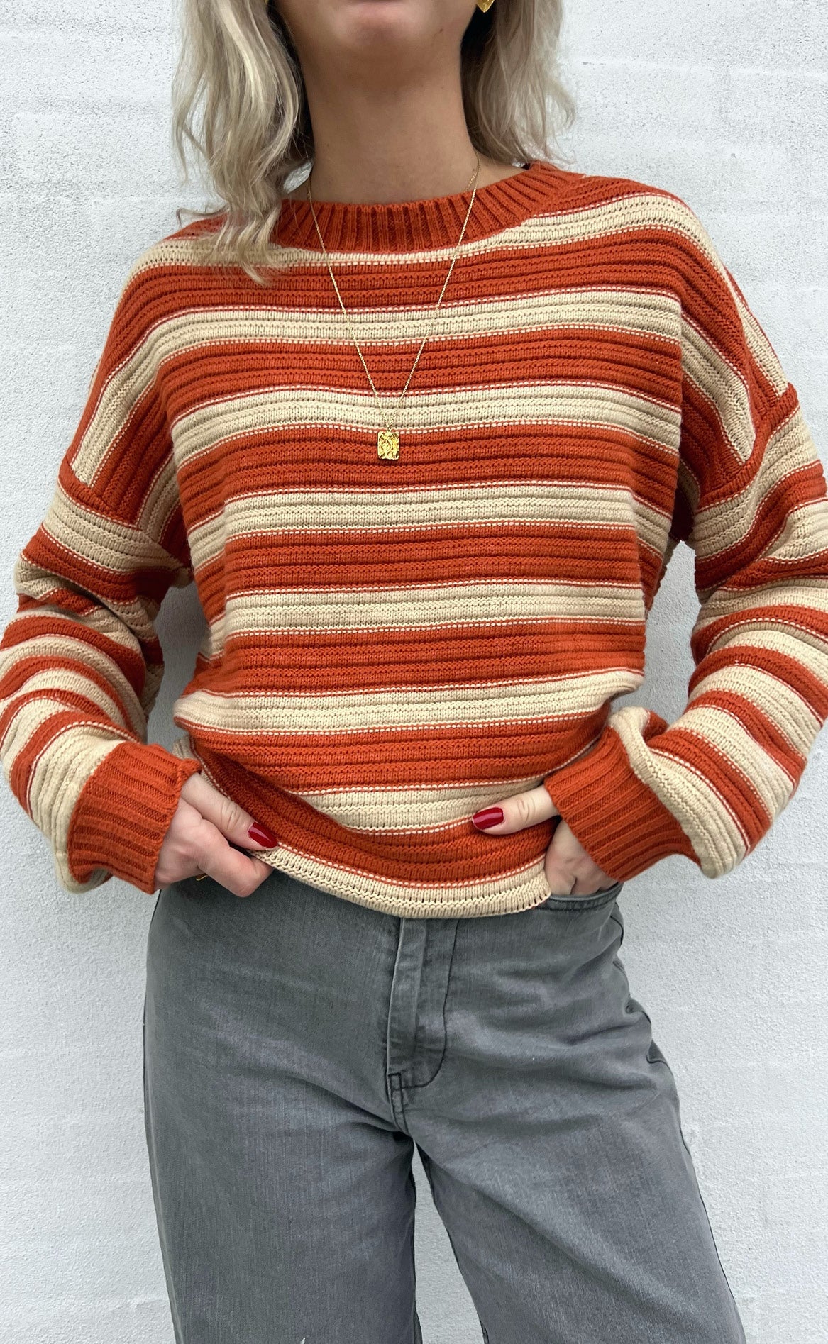 Say Ina Copenhagen Striktrøje Johanne Burned Orange Creme