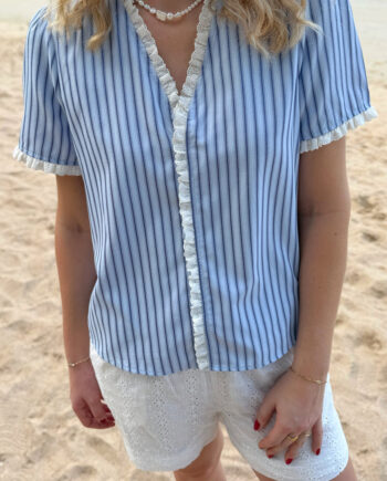 Say Ina Copenhagen Top Catja Blue Striped    Lace