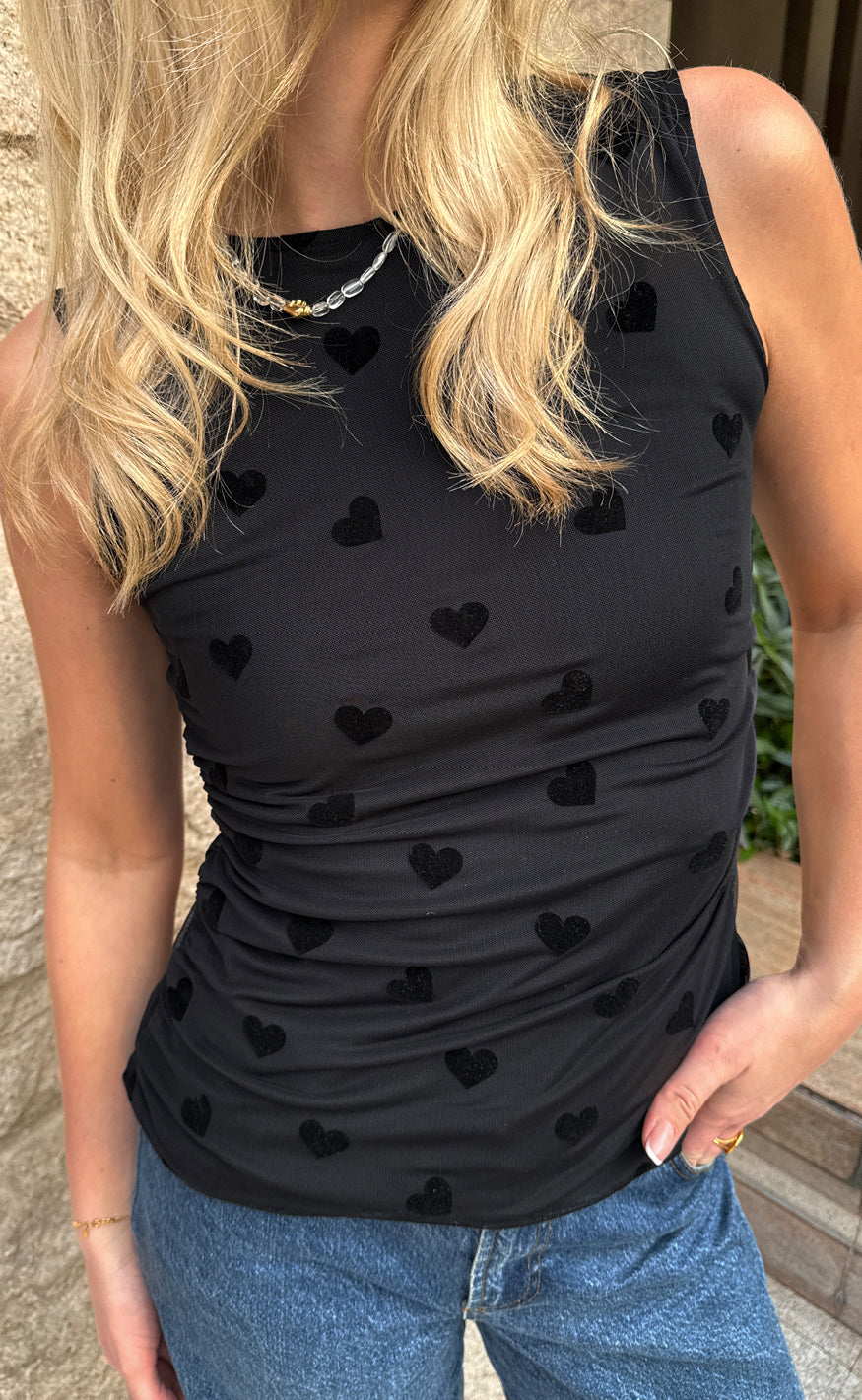 Say Ina Copenhagen Top Sophia Mesh Black Hearts
