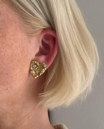 Smykkeli Copenhagen øreringe Simili Heart Gold Colour