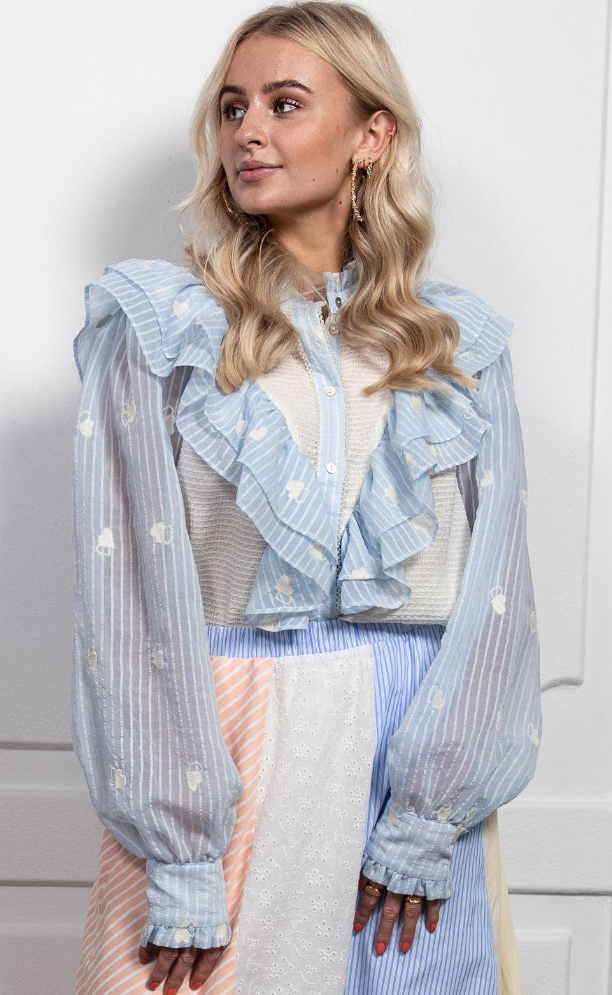 Stories From The Atelier Skjorte Paradise Blue White
