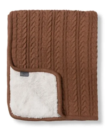 Striktæppe Med Fleece Nougat