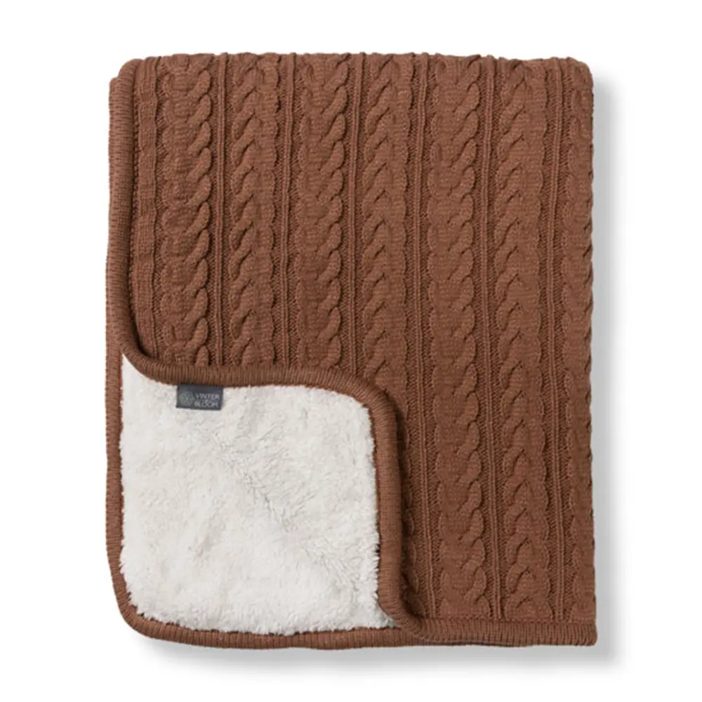 Striktæppe Med Fleece Nougat