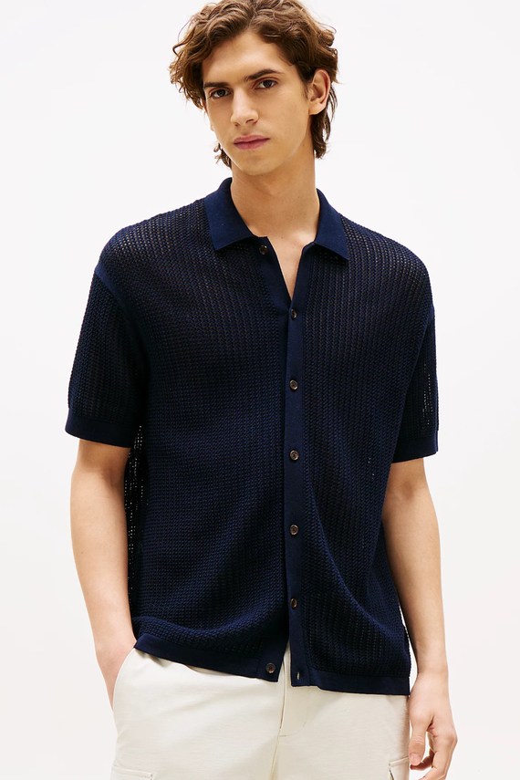 Structure Open Knit Over Shirt
