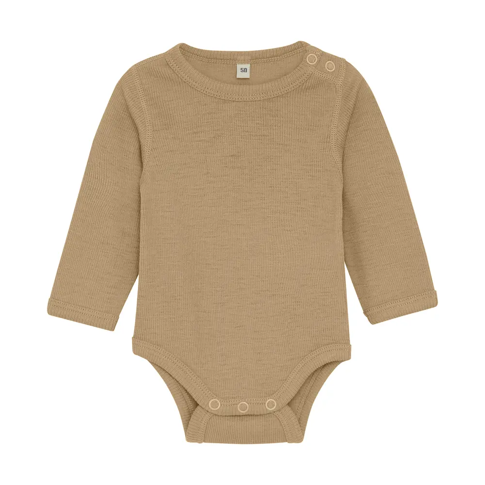 Uld Body Langærmet Body Solid Light Camel Melange 60