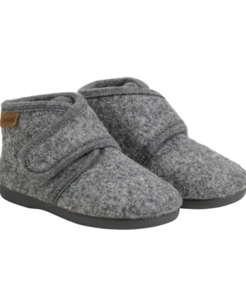 Uldhjemmesko Velcro Dark Gray Melange 24