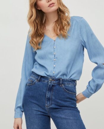 Vila Bluse Bista Medium Blue Denim