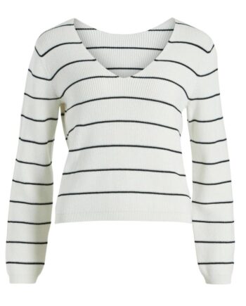 Vila Bluse Chao White Alyssum Black