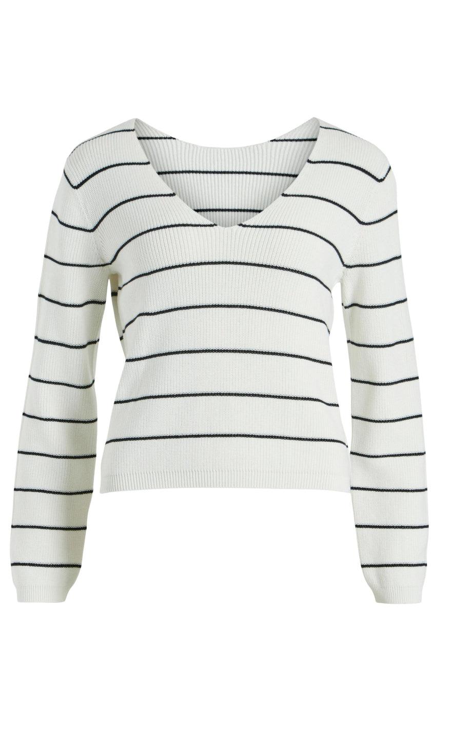 Vila Bluse Chao White Alyssum Black