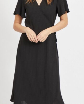 Vila Kjole Lovie Wrap Midi Black