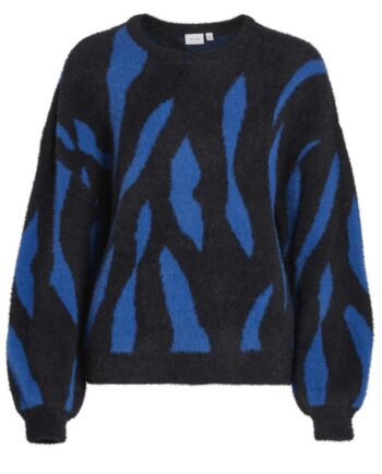 Vila Strik Juli Jaquard Black Lapis Blue