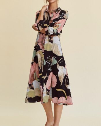 Yas Bloomi Midi Dress Black