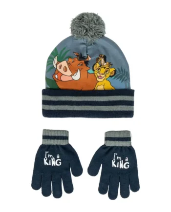 -delt Hue Og Vante Sæt  Lion King Grå Blå  -  år
