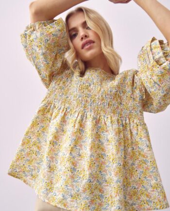-view Bluse Roberta Yellow Print