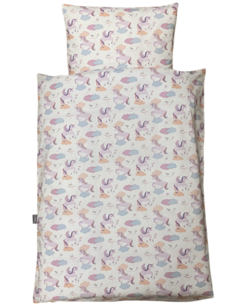 Baby Sengelinned  Dess  1329  Hvide Unicorns    Farver
