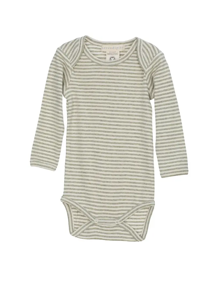 Baby Stribet Body Sage Ecru 62     Mdr