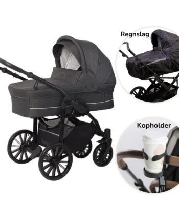 Basson Nordic Lux Barnevogn Inkl  Regnslag Og Kopholder Dark Grey Melange