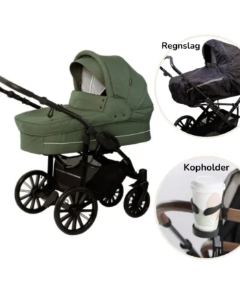 Basson Nordic Lux Barnevogn Inkl  Regnslag Og Kopholder Dusty Green