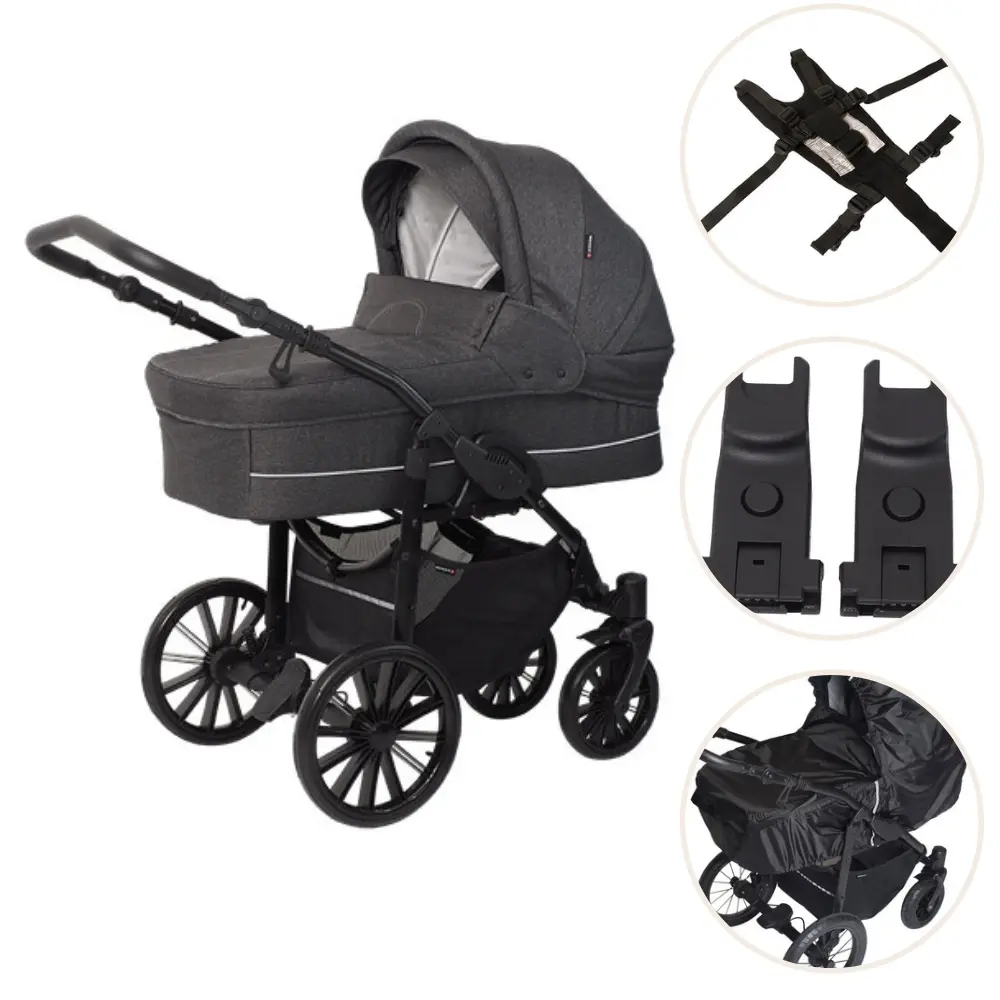 Basson Nordic Lux Barnevogn Pakke Dark Grey