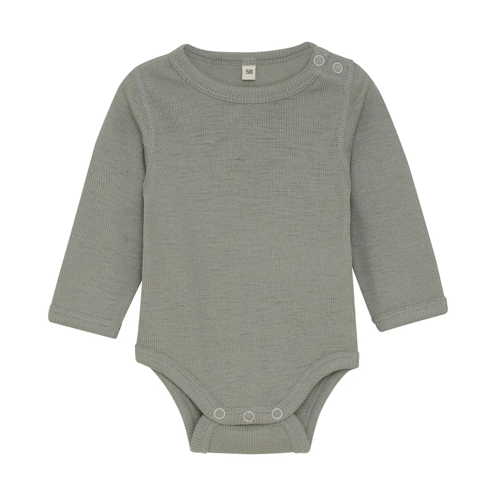 Uld Body Langærmet Body Solid Forest Fog Melange 80