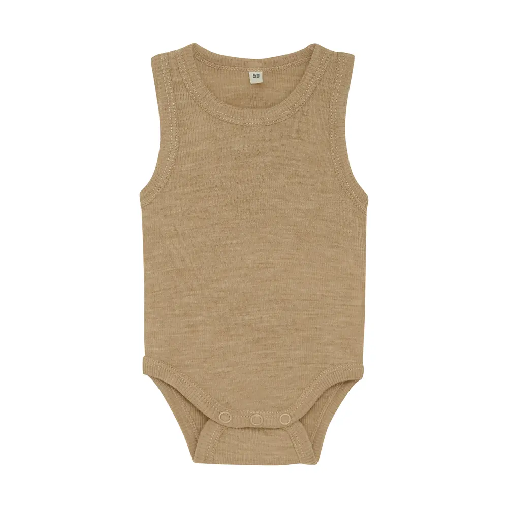 Bekids Uld Body Uden ærmer Light Camel Melange 70