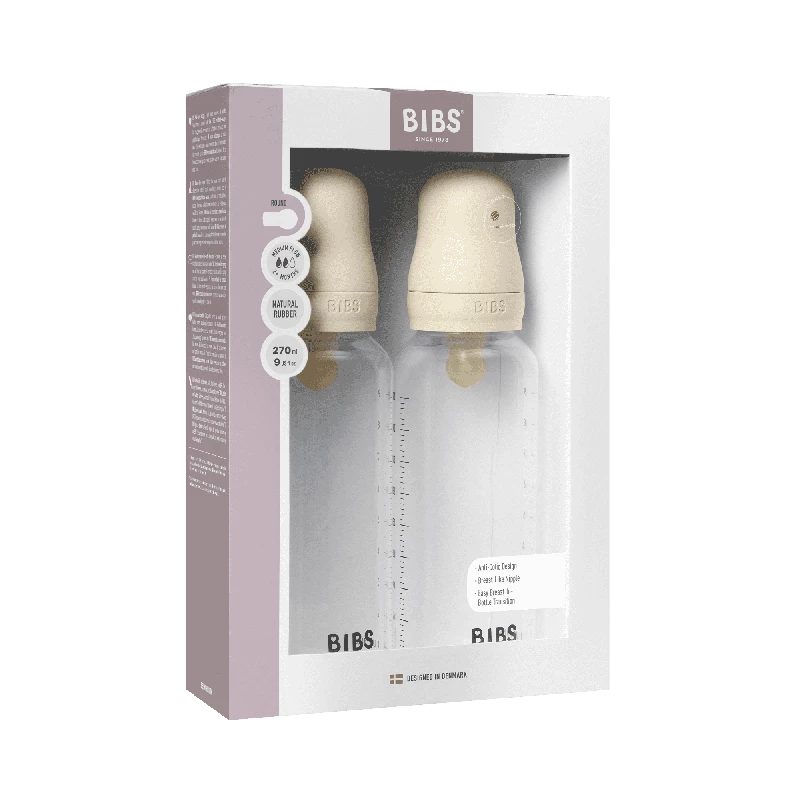 Bibs Baby Flaske Rund Latex Pack 270 Ml Medium Flow Ivory