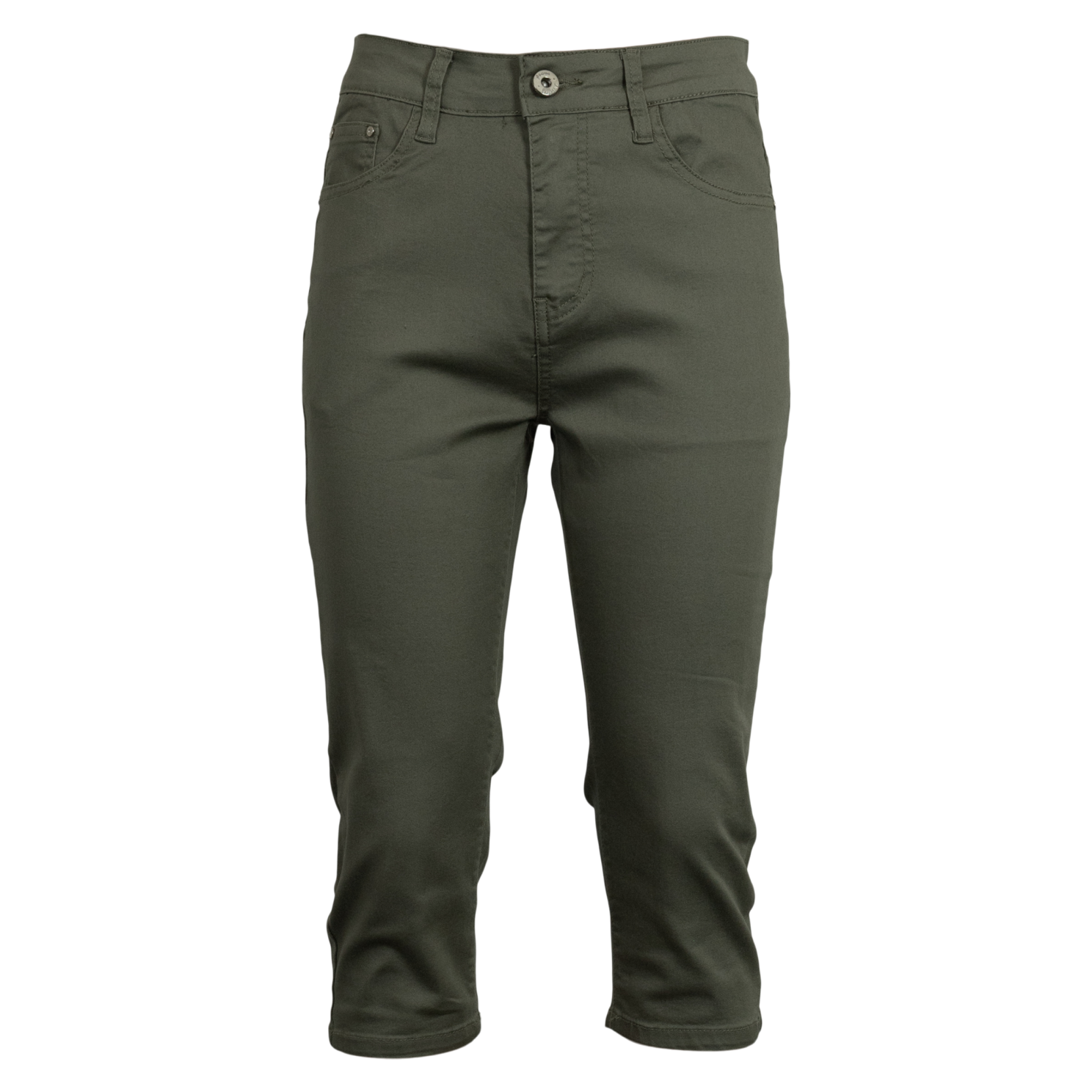 Bs Jeans Dame Capri    Stretch Khaki 36