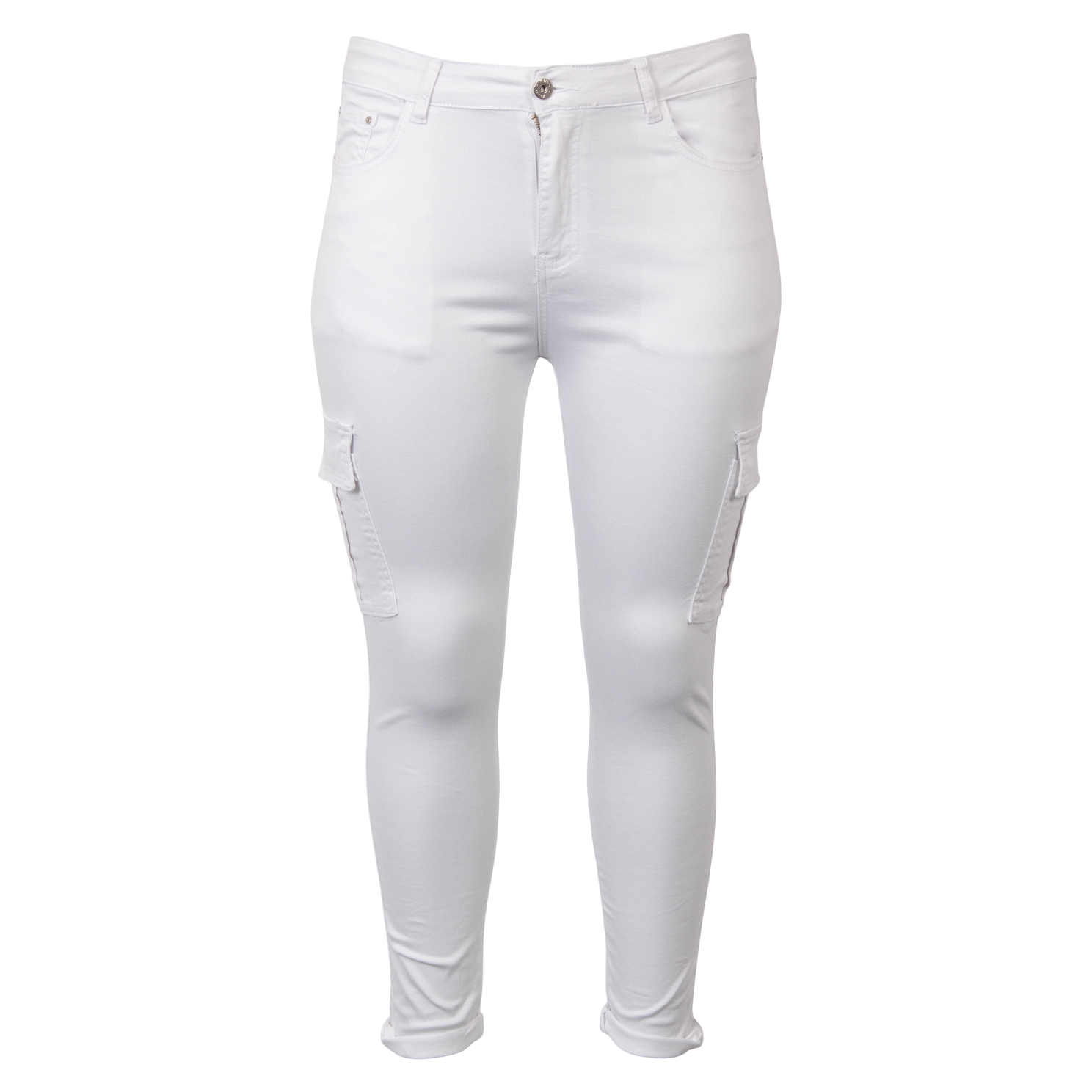 Bs Jeans Dame Cargobukser Plus Size Hvid 44