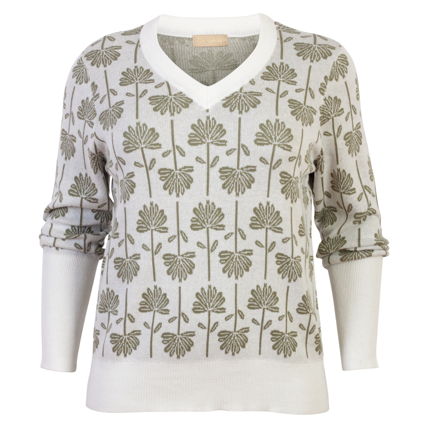Cassiopeia Dame Striktrøje Plus Size Green Combi 54 56