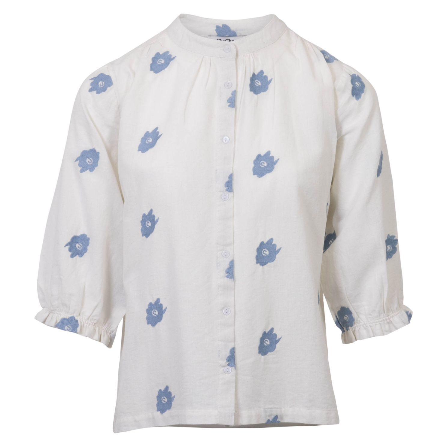 Chacha Dame Bluse Blue Embroidery