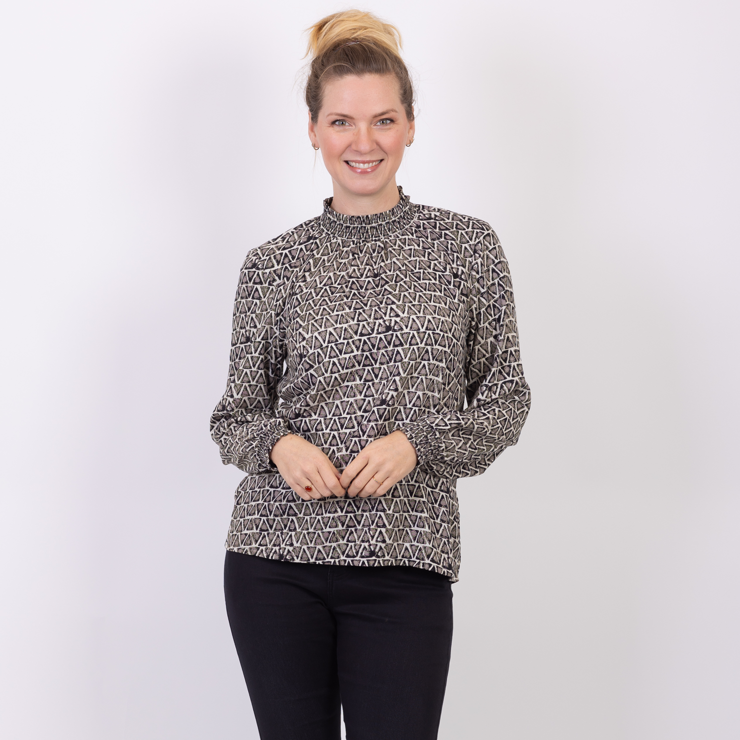Chacha Dame Bluse Grey Black