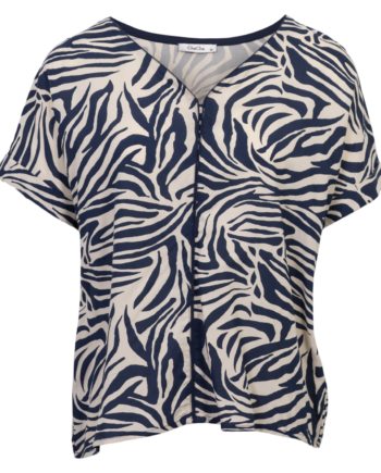 Chacha Dame Bluse Navy Animal