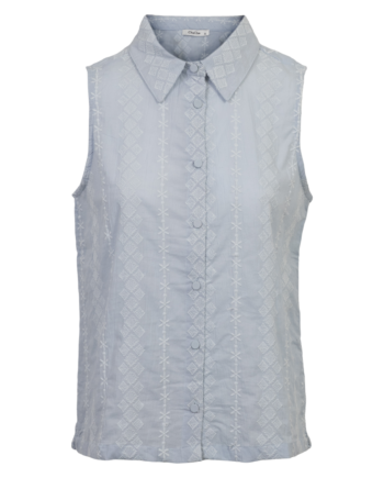 Chacha Dame Kortærmet Bluse Blue White