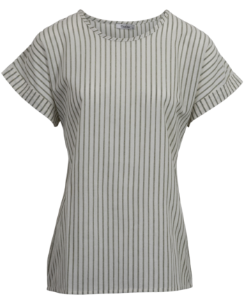 Chacha Dame Kortærmet Bluse Green Stripe