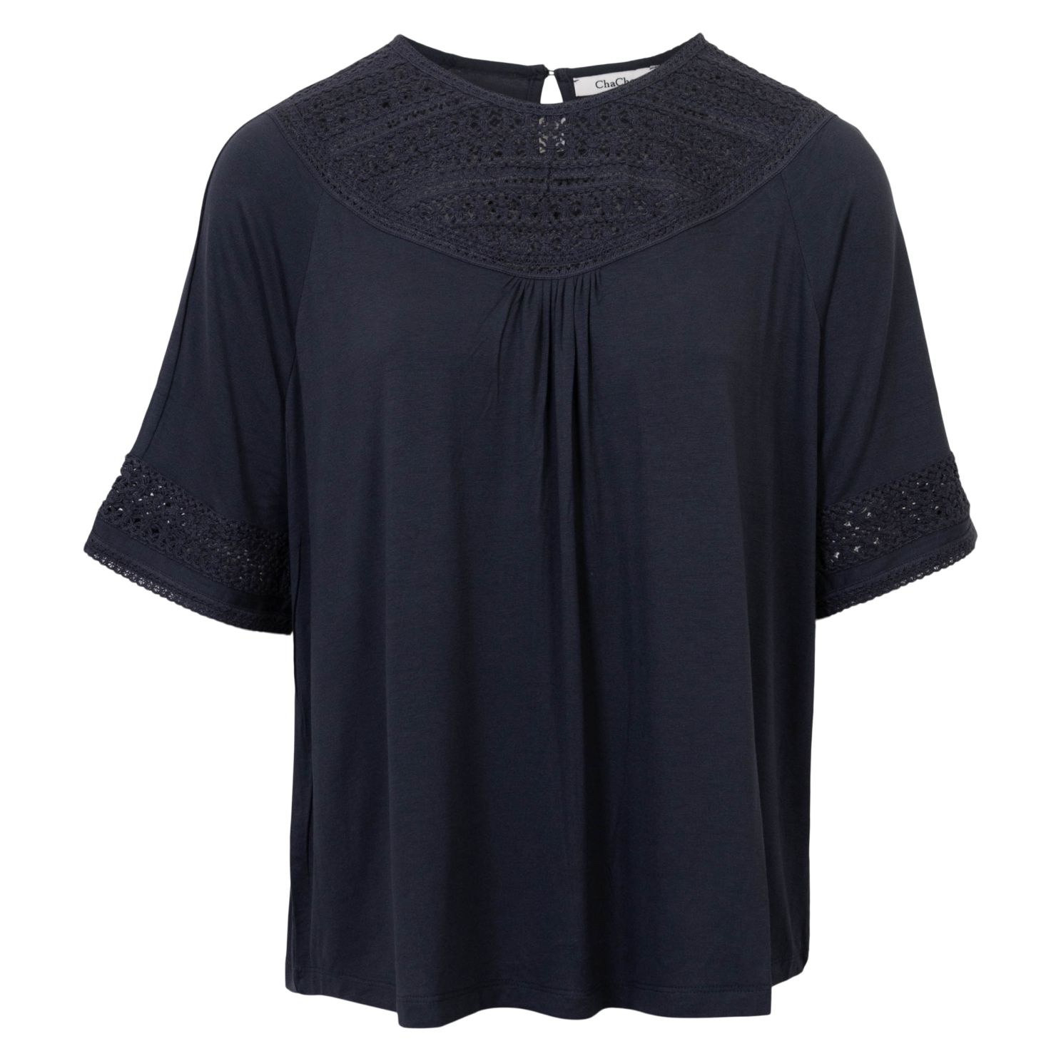 Chacha Dame Kortærmet Bluse Navy
