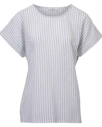 Chacha Dame Kortærmet Bluse White Blue Stripe