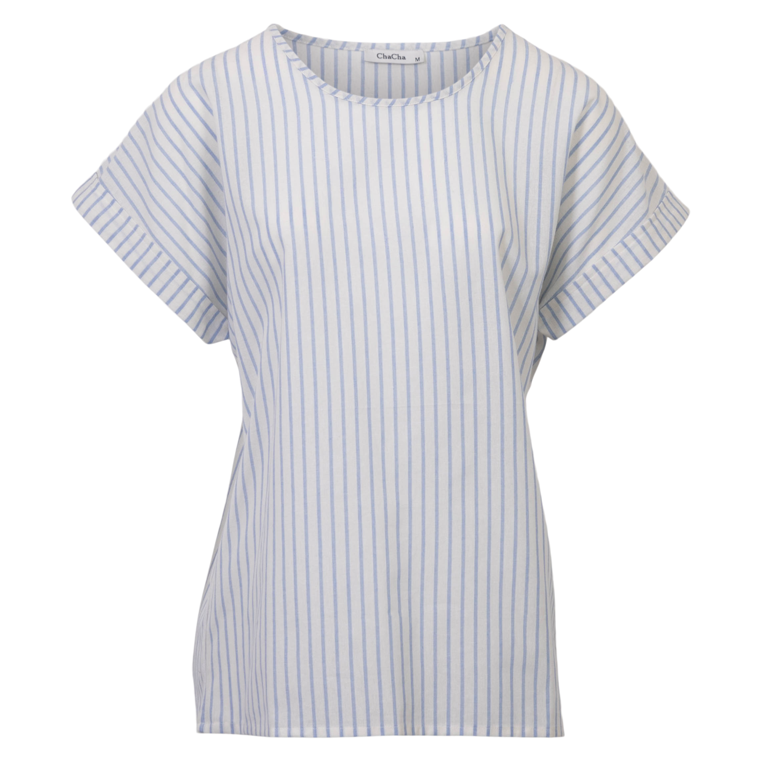 Chacha Dame Kortærmet Bluse White Blue Stripe