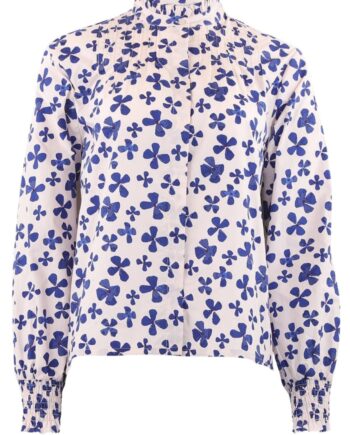 Continue Bluse Viola White With Blue Print