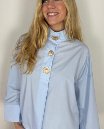 Continue Skjorte Klara High Neck Light Blue