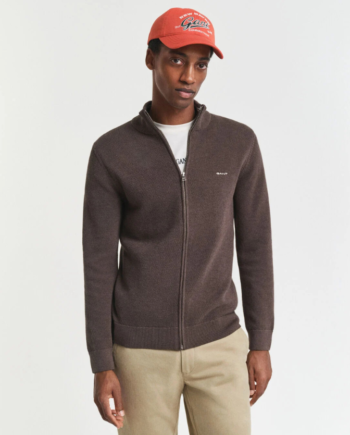 Cotton Pique Zip Cardigan