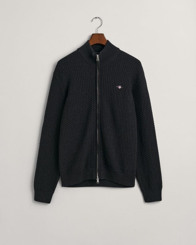 Cotton Texture Zip Cardigan