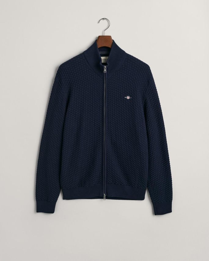 Cotton Texture Zip Cardigan