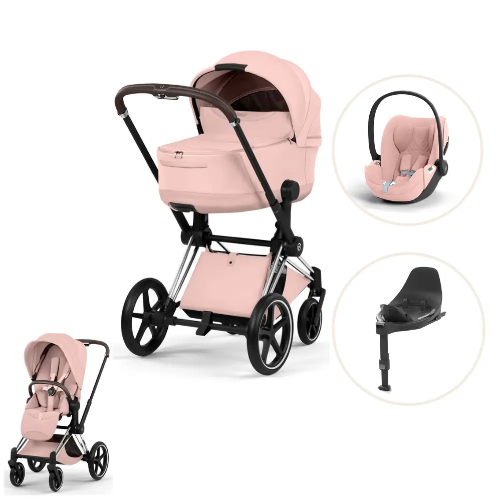Cybex Priam Style Kombivogn Inkl Cloud Plus Og Base Peach Pink Chrome Brown