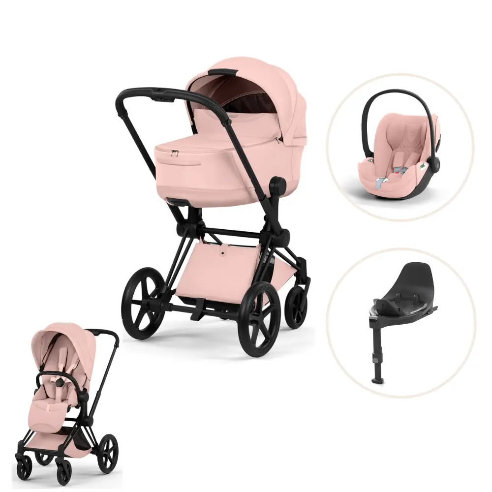Cybex Priam Style Kombivogn Inkl Cloud Plus Og Base Peach Pink Matt Black