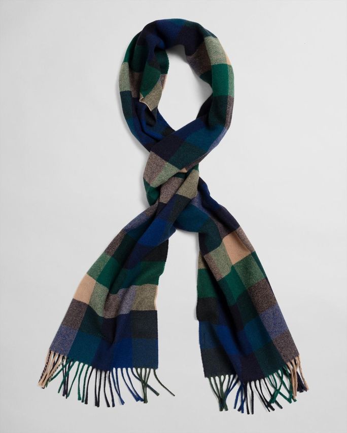 D2  Multi Check Wool Scarf Ivy