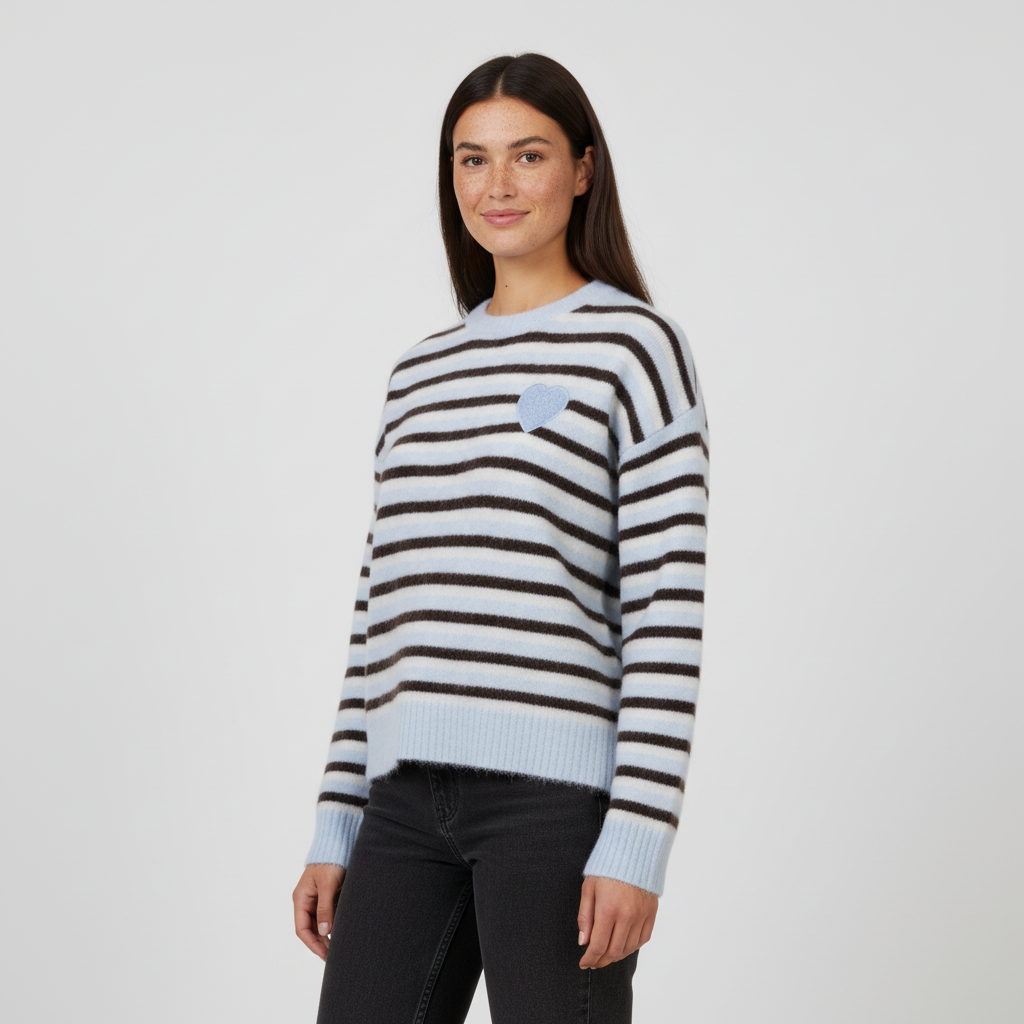 Dame Striktrøje Bleu One Size