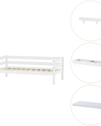 Eco Comfort Juniorseng Hvid  Med Sengehest  Skuffesæt Og Madras